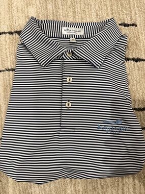 Peter Millar Navy and White Striped Polo